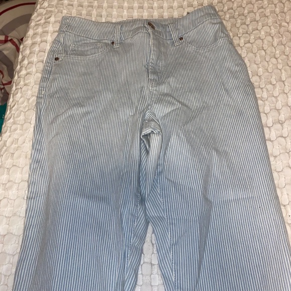 CHICOS so slimming girlfriends pants / size 2/ Chicos 00. White& blue stripes - Picture 11 of 11